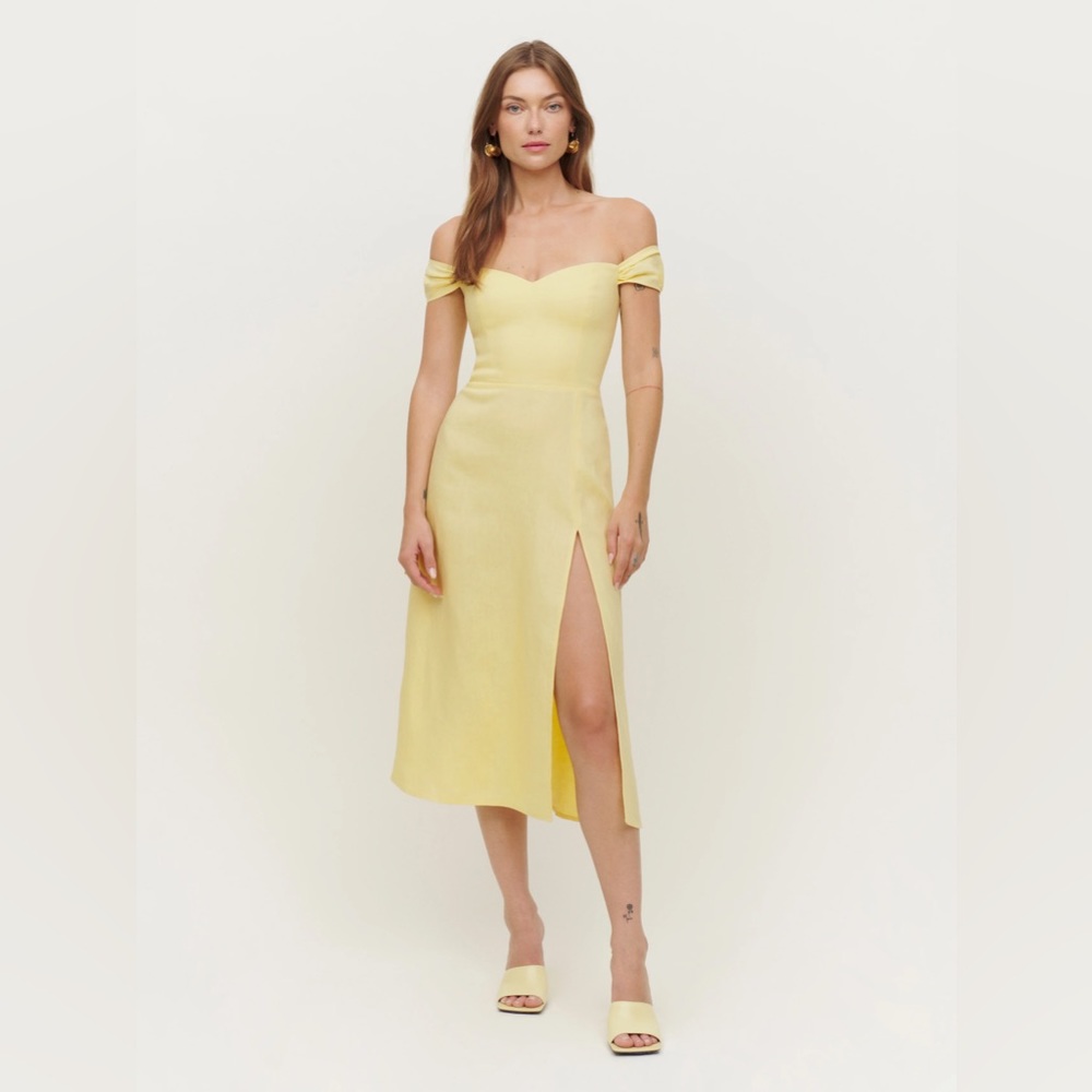 Reformation Bridgton Linen Dress in Zest
